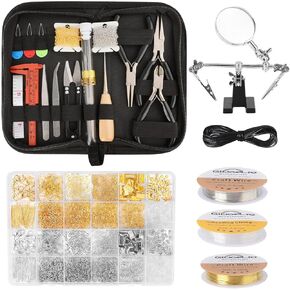 Giwaelro Jewelry Making Kit for Adults, Jewelry Making Supplies with Jewelry Making Tools, Jewelry Pliers, Jewelry Wires, Findings, Necklace Chains, Magnifier and Storage Bag