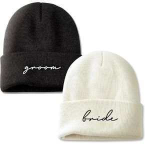 Wedding Gifts for Couples, Bride & Groom Wedding Beanie Hat Set
