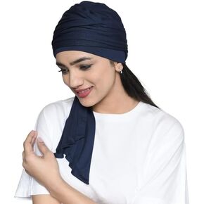 Women's Bamboo Viscose Sleep Cap with Pleated Tail Mantra Headwear