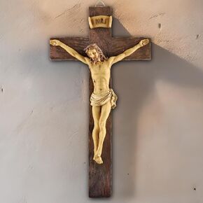 9" Resin Crucifix Wall Cross – Catholic Cross for Wall Decor, Jesus Christ Figurine, Inspirational Christian Religious Hanging for Home, Church & Spiritual Gifts