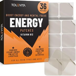 Energy Patches with Vitamin B12-36 Pcs | Energy, Mental Focus & Vitality | Perfect Active Lifestyles, Fitness, Workouts, Travel & Daily Use