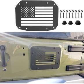 Spare Tire Carrier Plate American Flag Tailgate Vent Cover for Jeep Wrangler JL JLU 2018-2023 Aluminum Alloy