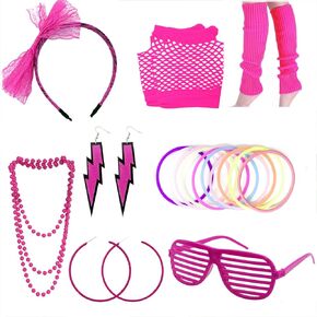 80s Accessories for Women- Lace Headband Earrings Fishnet Gloves Necklace Bracelet Leg Warmers Glasses for 80's Retro Party Outfit Costume Cosplay Props ﻿