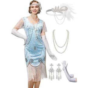 YESSA Flapper Dresses 1920s Dresses for Women,Great Gatsby Dresses for Women Roaring 20s Costumes With 20s Accessories