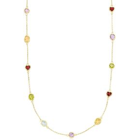 Ross-Simons 7.85 CT. T.W. قلادة محطة متعددة الحجارة بالذهب 18kt على الجنيه الاسترليني