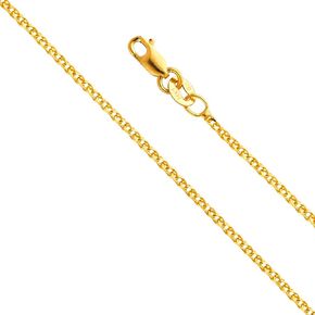 14K الذهب الأصفر الحقيقي الصلب 1.5 ملم قلادة سلسلة القمح مفتوحة مسطحة مع قفل مخلب جراد البحر - 22 "