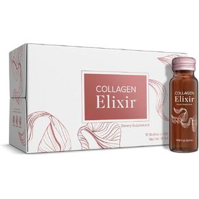 Collagen Elixir - Collagen Drink with Marine Collagen Peptides to Support a Youthful Appearance with Vitamin C, Zinc & Biotin - 1.69 fl oz - 10ct