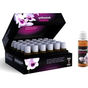 قارورة الجمال في Orthomol - ملحق جمال المرأة السائل مع هيدروليزات الكولاجين ، وحمض الهيالورونيك ، والإنزيم Q10 للشعر والجلد وصحة الأظافر