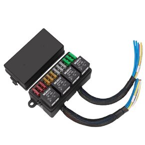 12V Pre-Wired Fuse Relay Box, 4 4-Pin Relays and 12 Way ATC/ATO Blade Fuses Sealed Relay Panel for Cars Trucks Marine Boat Jeep