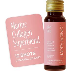 Glow Shot – 10,000mg Liquid Marine Collagen – Liposomal Absorption for Women – Hydrates & Firms Skin, Strengthens Nails – Ready-to-Drink, No Mixing Needed, Non-GMO, 10 Shots