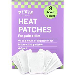 Pixie Period Cramps Menstrual Pain Relief Heat Patches - Lower Abdominal & Back Ache Therapy - Natural Alternative to Lidocaine ICY Hot - Up to 8 Hours - 6 Count Discreet Disposable Heat Pads