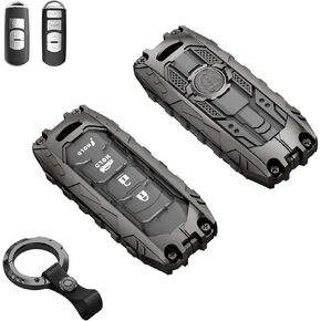 OMU Compatible with Mazda Key Fob Cover,Metal Key Case Compatible with 2009-2019 Mazda 3 6 CX-5 CX-7 CX-9 MX-5 Miata,All-weather Protection Key Shell