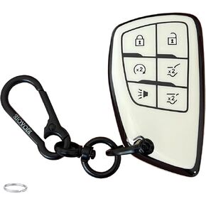 Smart Key Protective Shell for Chevy Key Fob Cover with Keychain Fits for 2021-2025 Chevy Tahoe Suburban GMC Yukon Denali Silverado Remote Key Vehicle Accessories