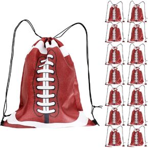 CheeFun 15 Pieces Football Drawstring Bags: Football Party Favor Goodie Bags Backpack for Birthday Party Gift Bags Gym Drawstring Bags 15.7x11.8 inch