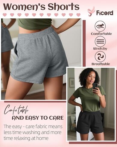 Ficerd 3 Pack Shorts Women's Gwing Shorts عالية الخصر تمرين صيفي مريح صالة قصيرة مع سراويل رياضية عصرية رياضية in Saudi Arabia