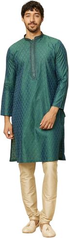 Manyavar الرجال مزج Viscose Self Design Kurta Pajama in Kuwait