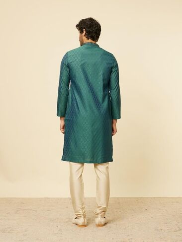 Manyavar الرجال مزج Viscose Self Design Kurta Pajama in Kuwait