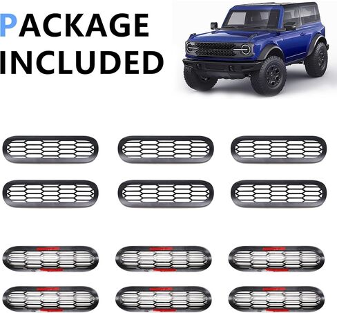 Front Grille Mesh Grill Inserts for 2021 2022 2023 2024 2025 Ford Bronco Big Bend Outer Banks Exterior Accessories 2 Door 4 Door, 6 Pack, Black in Saudi Arabia