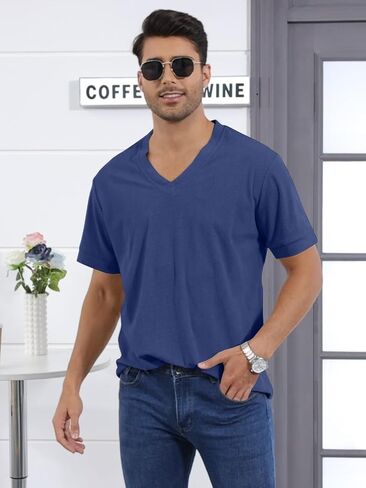 Mens T Shirts Summer Short Sleeve V Neck T-Shirt Casual Corduroy Shirt Fitted Tee Shirt in Saudi Arabia