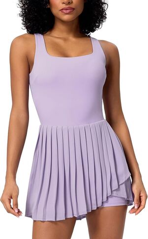 Womens 2025 Tennis Dress Built in Shorts & Bra Athletic Dresses with Pockets Golf Workout Casual Summer Mini Dress in Kuwait