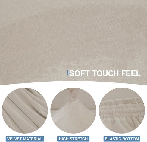 CUCRAF T Cushion Sofa Cover 4 Piece Slipcovers, Soft Thick Velvet Couch Cover for Living Room, Washable High Stretch Furniture Protector with 3 Cushion Slipcover, (Sofa, Ivory) in Saudi Arabia