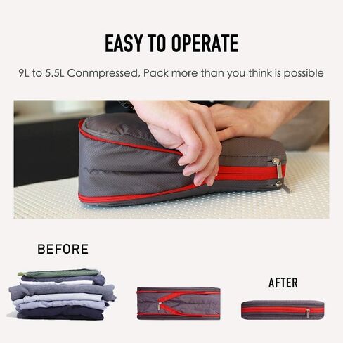 BeeNesting Waterproof Compression Packing Cubes 5/6/8 sets, Large Travel Packing organizers for Carry on Luggage, 2 Sides Expandable Storage Bags in Kuwait