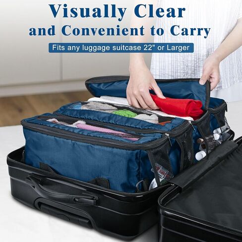 منظم حقيبة ، Carry on Closet Luggage Organizers Excessories للسفر ، ورفوف سفر معلقة قابلة للطي معلقة مع حزام كتف لاستخدامه كحزمة ظهر كبيرة ، رمادية. in Kuwait