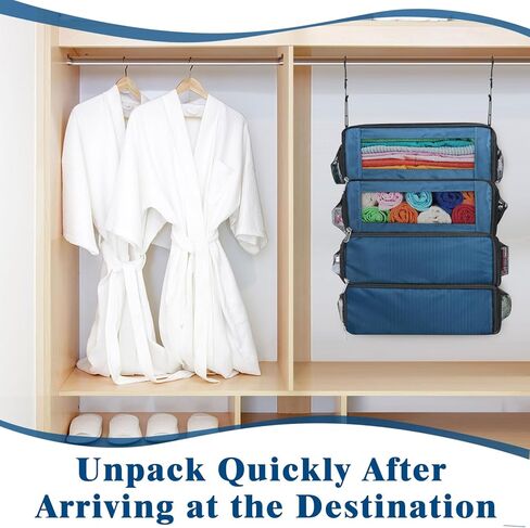 منظم حقيبة ، Carry on Closet Luggage Organizers Excessories للسفر ، ورفوف سفر معلقة قابلة للطي معلقة مع حزام كتف لاستخدامه كحزمة ظهر كبيرة ، رمادية. in Kuwait