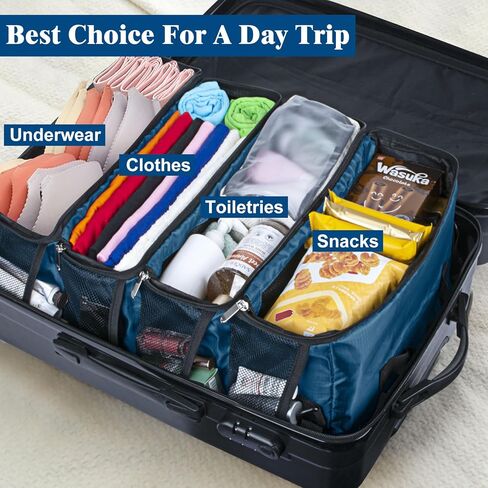 منظم حقيبة ، Carry on Closet Luggage Organizers Excessories للسفر ، ورفوف سفر معلقة قابلة للطي معلقة مع حزام كتف لاستخدامه كحزمة ظهر كبيرة ، رمادية. in Kuwait