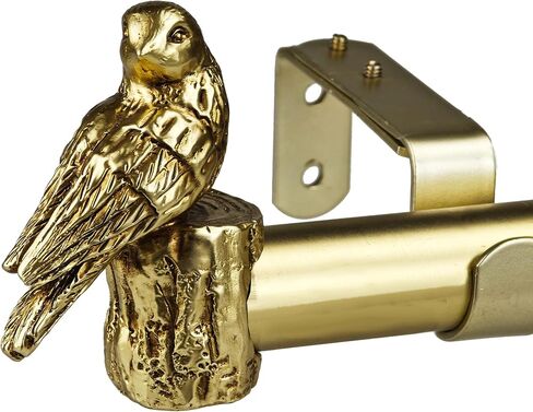 1-1/8 Inch Diameter Brushed Gold Curtain Rod with Bird Design Finials, 36-72'' Telescoping Single Curtain Rods for window width 24-68 inch, 1 pack in Saudi Arabia