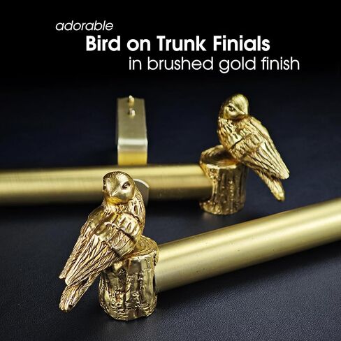 1-1/8 Inch Diameter Brushed Gold Curtain Rod with Bird Design Finials, 36-72'' Telescoping Single Curtain Rods for window width 24-68 inch, 1 pack in Saudi Arabia