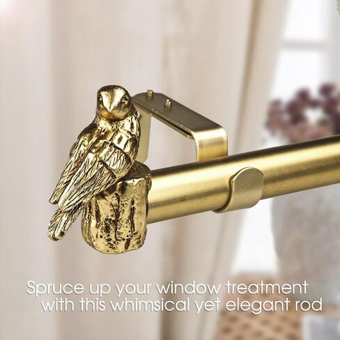 1-1/8 Inch Diameter Brushed Gold Curtain Rod with Bird Design Finials, 36-72'' Telescoping Single Curtain Rods for window width 24-68 inch, 1 pack in Saudi Arabia