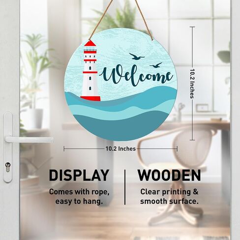Beach Welcome Sign for Front Door, Summer Beach Welcome Sign Decor for Home Door Coastal House Front Porch Sea Wall Decorations Wooden Hanging Sign in Saudi Arabia