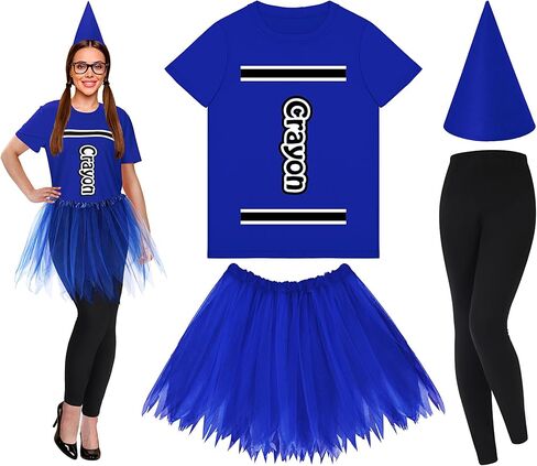 Mepase Crayon Costume Set Crayon T Shirt Tutu Skirt Gnome Cone Hat Leggings for Women Teacher in Saudi Arabia