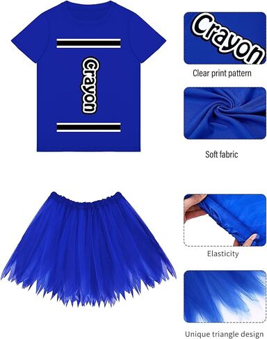 Mepase Crayon Costume Set Crayon T Shirt Tutu Skirt Gnome Cone Hat Leggings for Women Teacher in Saudi Arabia