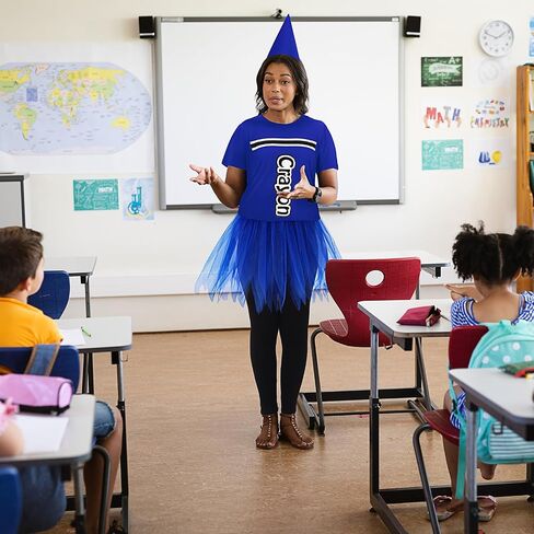 Mepase Crayon Costume Set Crayon T Shirt Tutu Skirt Gnome Cone Hat Leggings for Women Teacher in Saudi Arabia