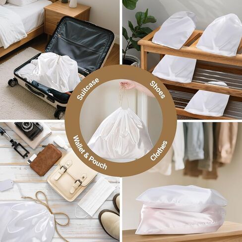 Ewen 7pcs أكياس الغبار لحقائب اليد ، حقيبة غلاف غبار الساتان ، 2pack 11.8x15.7in حقيبة غبار للأحذية ، 2pcs 19.6x15.7in التخزين ، حزمة 3 23.6x19 in Kuwait