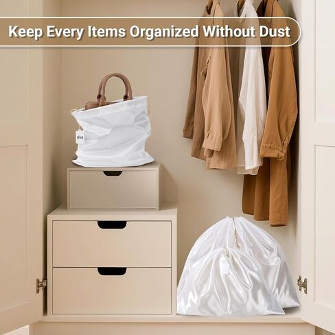 Ewen 7pcs أكياس الغبار لحقائب اليد ، حقيبة غلاف غبار الساتان ، 2pack 11.8x15.7in حقيبة غبار للأحذية ، 2pcs 19.6x15.7in التخزين ، حزمة 3 23.6x19 in Kuwait