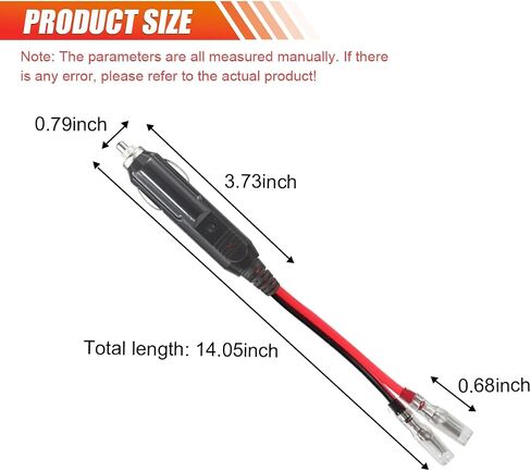12V Fused Cigarette Lighter Male Plug Adapter with Leads, Car Cigarette Lighter Plug Connector Replacement with 16AWG Extension Cable & LED Light, Cigarette Lighter Socket Cord with 15A Fuse (1PC) in Saudi Arabia