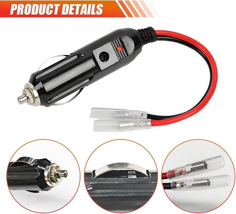 12V Fused Cigarette Lighter Male Plug Adapter with Leads, Car Cigarette Lighter Plug Connector Replacement with 16AWG Extension Cable & LED Light, Cigarette Lighter Socket Cord with 15A Fuse (1PC) in Saudi Arabia
