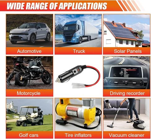 12V Fused Cigarette Lighter Male Plug Adapter with Leads, Car Cigarette Lighter Plug Connector Replacement with 16AWG Extension Cable & LED Light, Cigarette Lighter Socket Cord with 15A Fuse (1PC) in Saudi Arabia