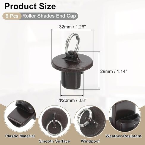 غطاء رأس الأسطوانة uxcell 8pcs ، غطاء نهاية شمس مع حلقة سحب من الفولاذ المقاوم للصدأ ، بديل بديل عالمي للمصارف الداخلية في الهواء الطلق ، القهوة in Kuwait