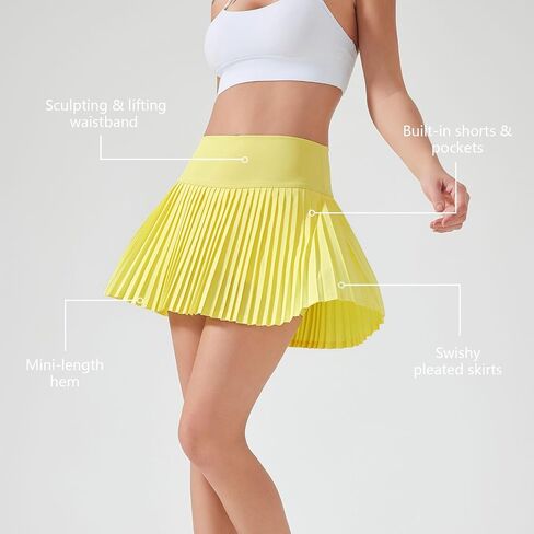 altiland Womens' Cool Feeling Pleated Tennis Athletic Running Mini Skirts with Shorts 3" in Kuwait