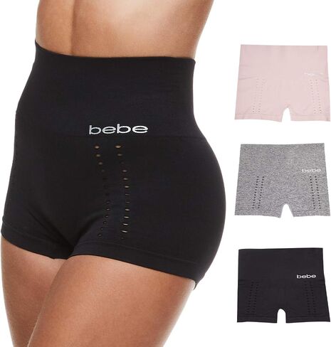 bebe Women’s Seamless Shapewear Boyshorts - Multi-Pack Tag-Free Tummy Control Underwear with Breathable Open Knit Design in Saudi Arabia