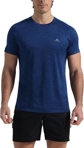 Pioneer Camp Mens Mensure Wicking Running Shirt Performance Thratic Thirts UPF 50+ قصيرة الأكمام من قمم الصالة الرياضية النشطة in Kuwait