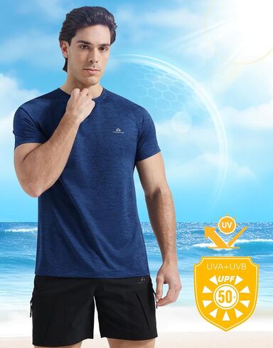 Pioneer Camp Mens Mensure Wicking Running Shirt Performance Thratic Thirts UPF 50+ قصيرة الأكمام من قمم الصالة الرياضية النشطة in Kuwait