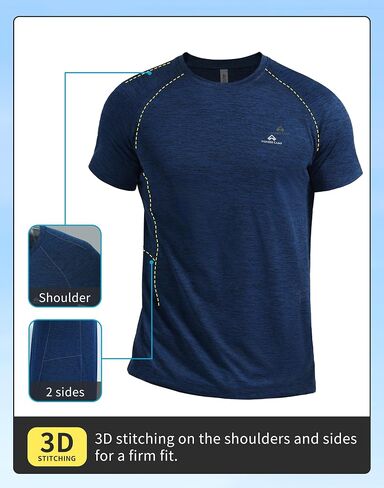 Pioneer Camp Mens Mensure Wicking Running Shirt Performance Thratic Thirts UPF 50+ قصيرة الأكمام من قمم الصالة الرياضية النشطة in Kuwait