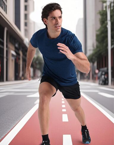 Pioneer Camp Mens Mensure Wicking Running Shirt Performance Thratic Thirts UPF 50+ قصيرة الأكمام من قمم الصالة الرياضية النشطة in Kuwait