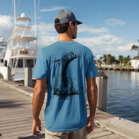 Palmyth Mens Fishing Shirts UPF 50+ Sun Protection Short Sleeve UV T-Shirts Breathable Quick-Dry in Kuwait