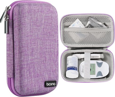 Diabetes Travel Case EVA Hard Shell Diabetic Supplies Bag Organizer for Blood Sugar Testing Kit, Glucose Monitor Kit with Meter, Glucose Test Strips, Lancets, Lancing Device, Alcohol Wipe (Black) in Saudi Arabia